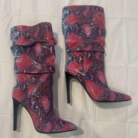 Marcell Von Berlin Pink Python Mid Calf Boots - Picture 5 of 9